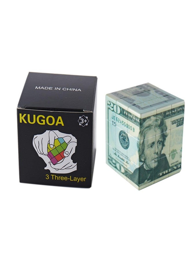 Kugoa Speed Cube 3x3 Ten-Dollar Notes/Bill Back Pattern Magic Cube Puzzle,IQ Games Puzzles Relief Effect Adult Toys,5.6cm/2.2" (20 Dollars) - Image 5